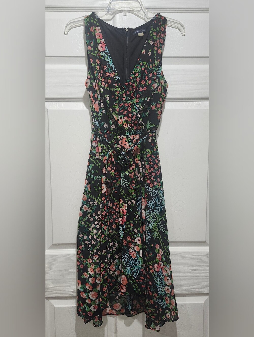 Tommy Hilfiger Black Floral Wrap Midi Dress